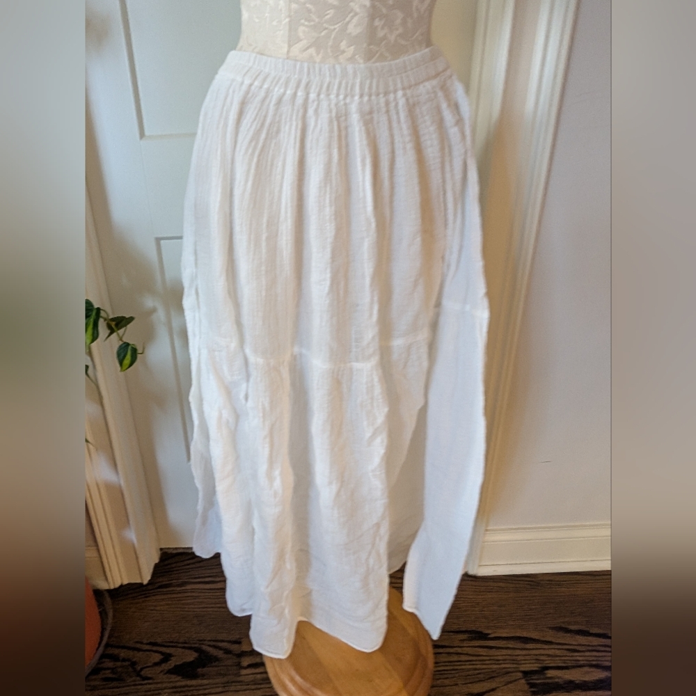 White Maxi Skirt with Elastic Waist